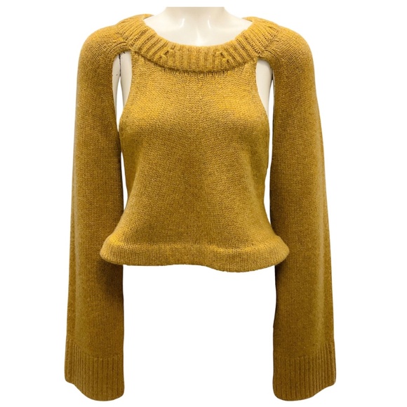 KHAITE GOLD CUT OUT DETAIL CROPPED KNIT SWEATER - Picture 1 of 5